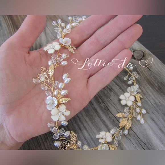 BNWT Gold Floral Wedding Hair Vine Halo (Etsy, LottieDa Designs) - Picture 3 of 5